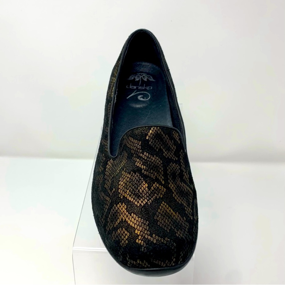 Dansko Oliva Bronze Black Snake Suede Slip-On Loafers Size 39